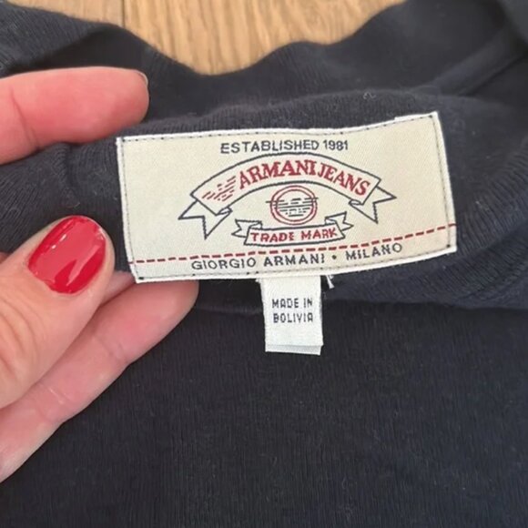 Armani Jeans Navy long sleeve tshirt - Picture 4 of 7
